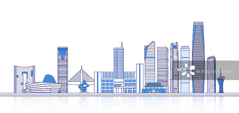 东莞城市天际线矢量地标建筑插画图片素材