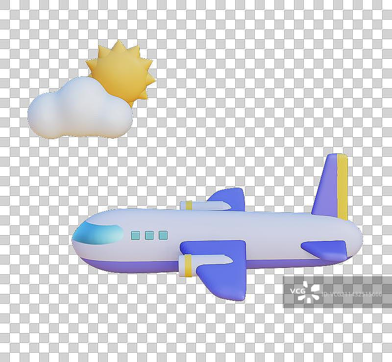 在天上飞的飞机3D可爱插画素材图片素材
