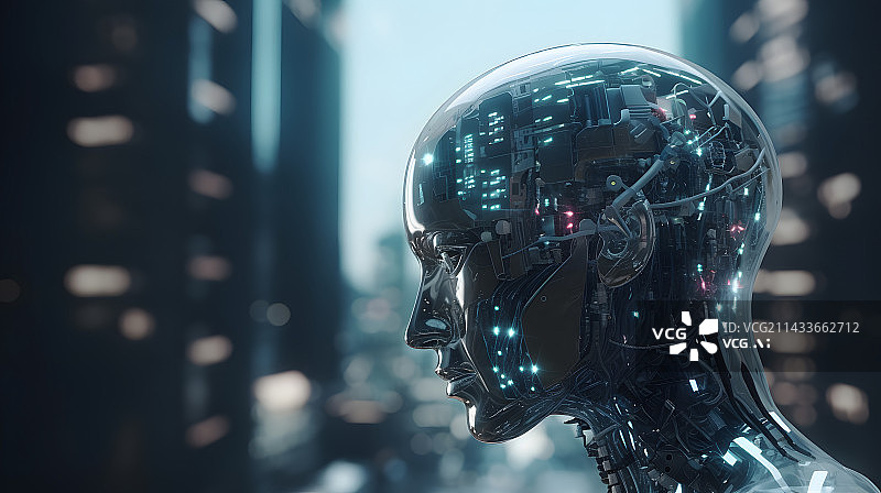 【AI数字艺术】智能机器人使用数字人工智能背景素材图片素材