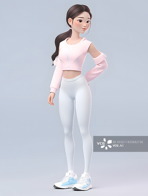 【AI数字艺术】爱运动的美丽女生3D卡通人物图片素材