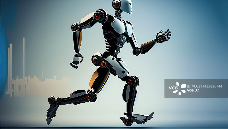 【AI数字艺术】奔跑的AI机器人图片素材