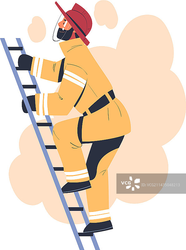 职业消防员爬梯子消防员图片素材