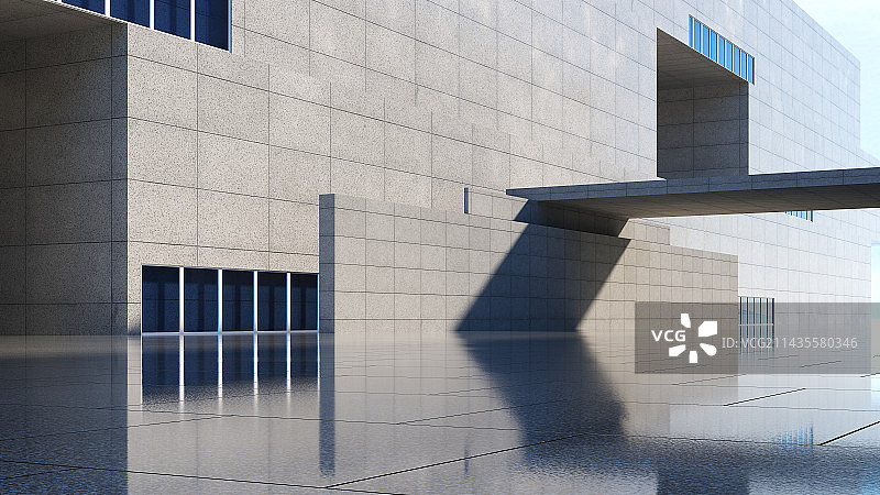 3D现代城市建筑及砖地广场背景图图片素材
