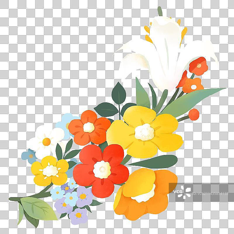 春天节日插画元素鲜花花束图片素材