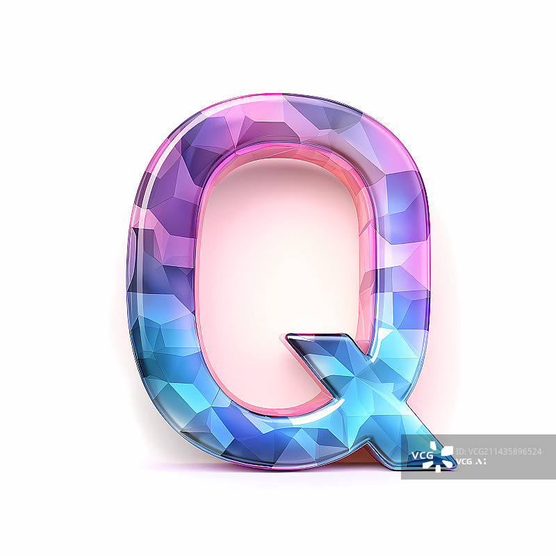 【AI数字艺术】字母Q玻璃质感3D立体元素图片素材