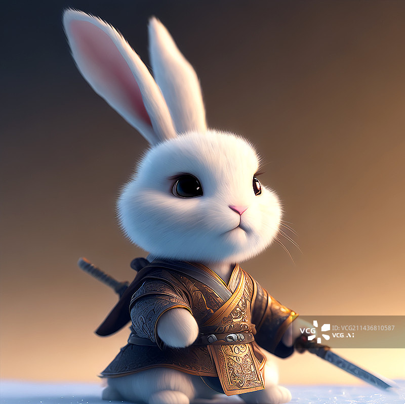 【AI数字艺术】兔子武士图片素材