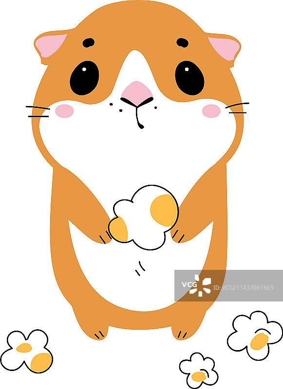 可爱的小宠物豚鼠吃爆米花卡通图片素材