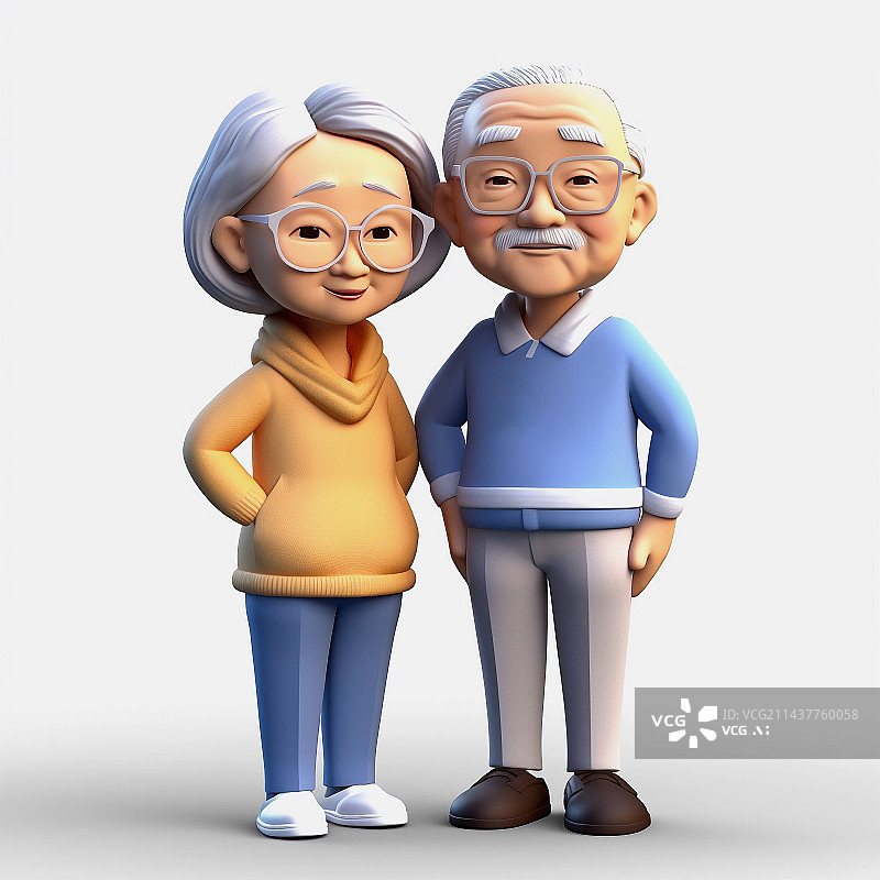 【AI数字艺术】3D卡通老年人图片素材