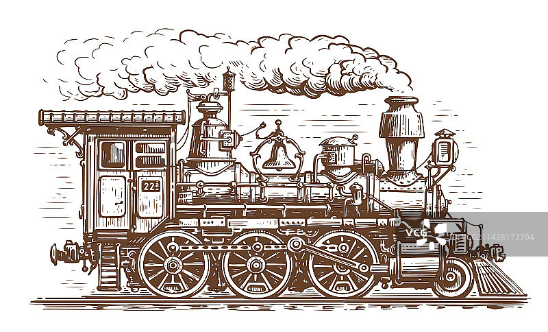 复古火车的风格复古雕刻手图片素材