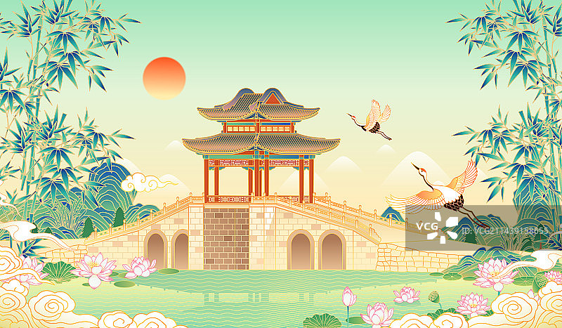 北京颐和园风景矢量插画图片素材