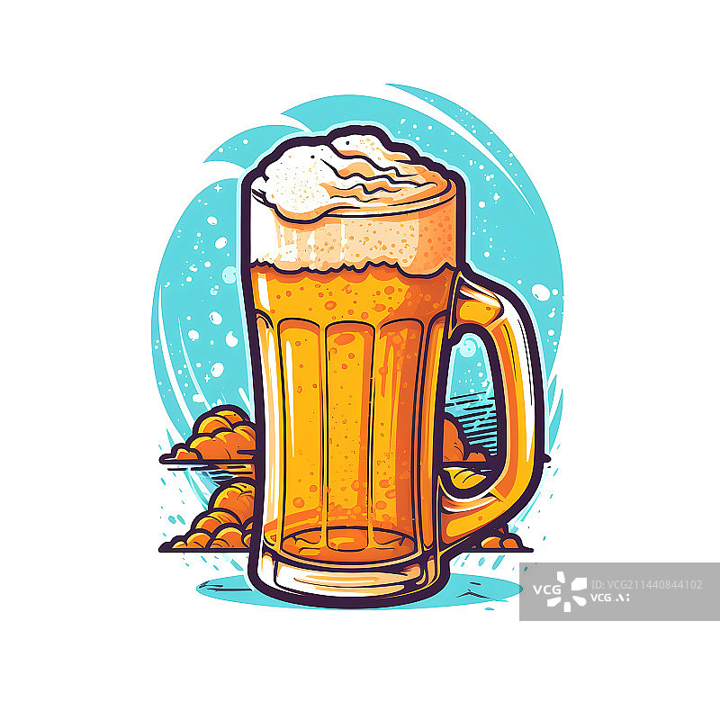 【AI数字艺术】AIGC:啤酒杯 啤酒节 国际啤酒节 元素 插画图片素材