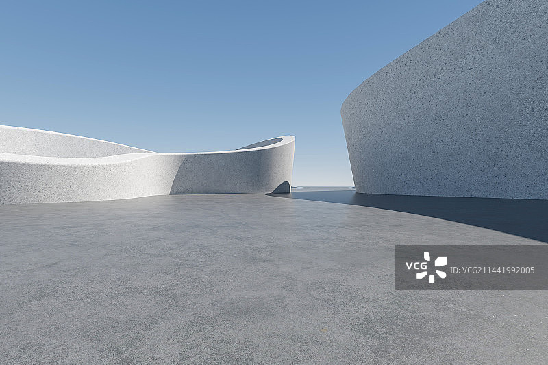3D白色曲面广场建筑图片素材