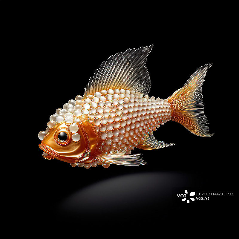 【AI数字艺术】黑色背景下鱼的特写镜头图片素材