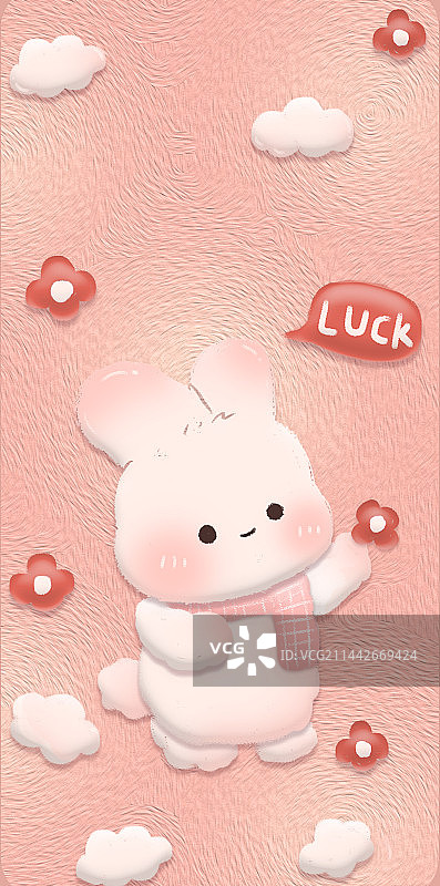 小红花幸运兔子插画图片素材