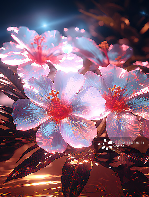 【AI数字艺术】玻璃质感花朵未来主义花朵图片素材