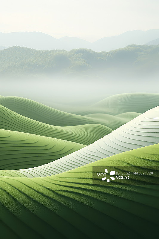 【AI数字艺术】绿色的山谷图片素材