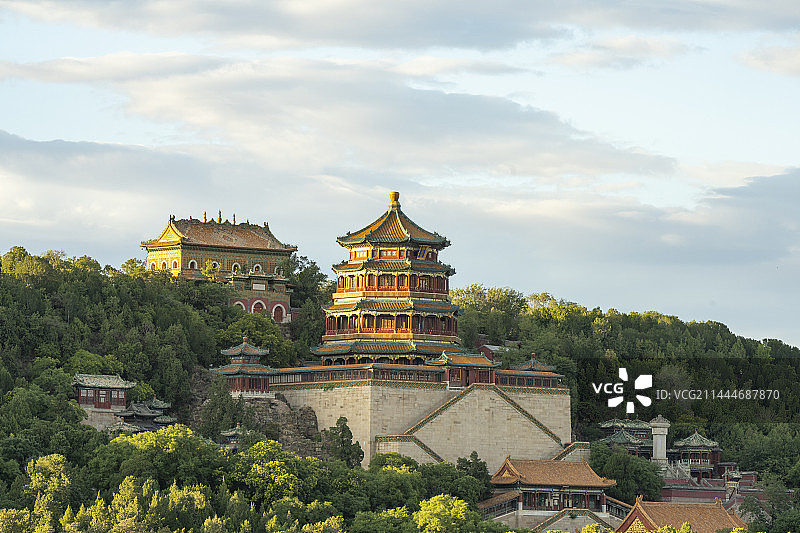 北京颐和园夏天佛香阁风景图片素材