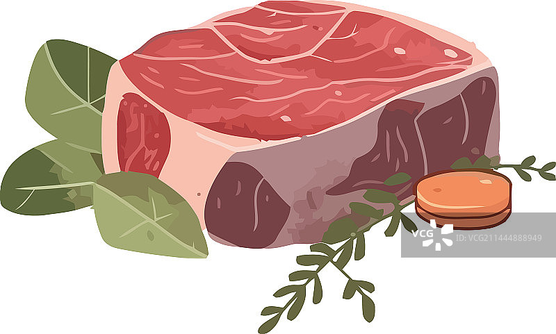 新鲜的猪肉牛排和香草餐图片素材