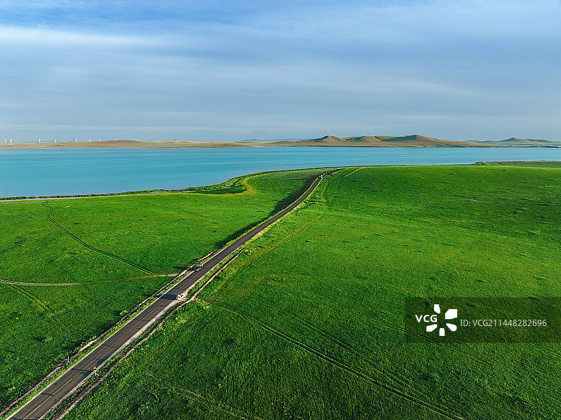 内蒙古自治区锡林郭勒盟乌拉盖草原夏日风光（航拍）图片素材