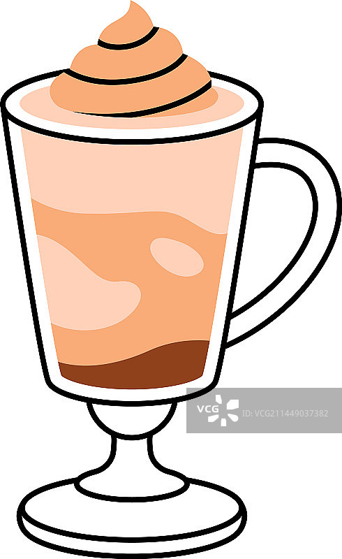 咖啡芳香饮料倒入玻璃杯与奶油图片素材