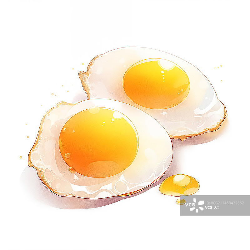 【AI数字艺术】两个美味的煎蛋食物插画图片素材