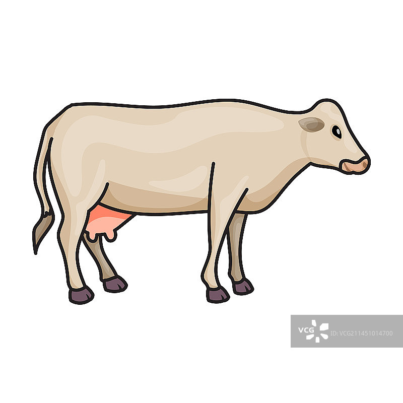 牛的动物图标的颜色标志上孤立图片素材