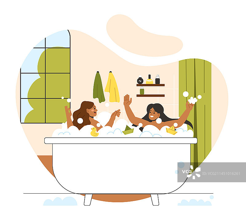 儿童洗澡时间概念图片素材