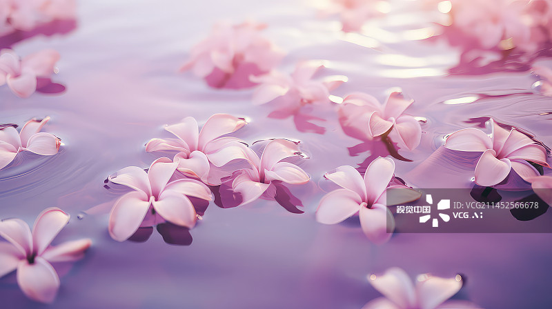 【AI数字艺术】粉色花与水面的背景图片素材