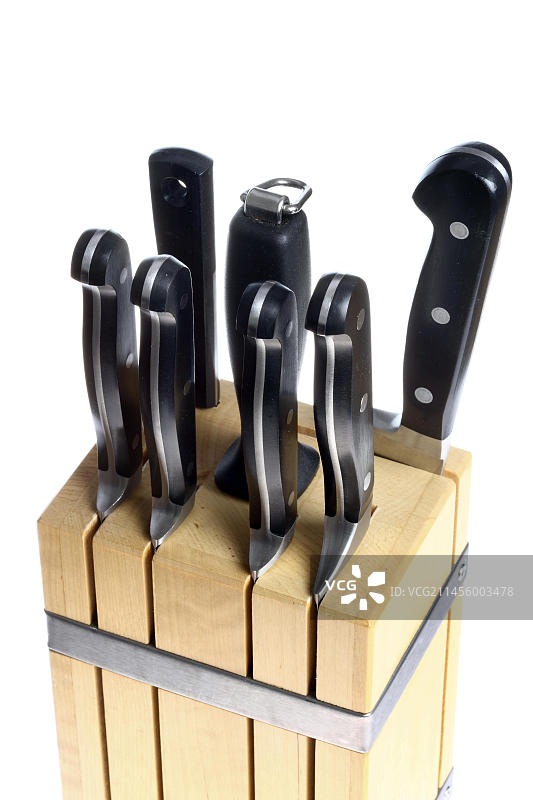木制刀座与各种菜刀图片素材