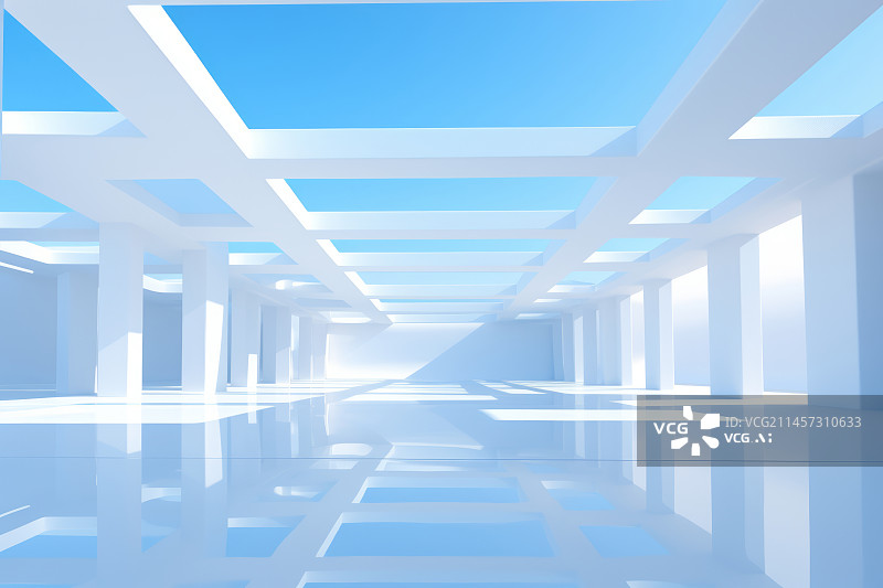 【AI数字艺术】三维图形抽象建筑空间通道走廊图片素材