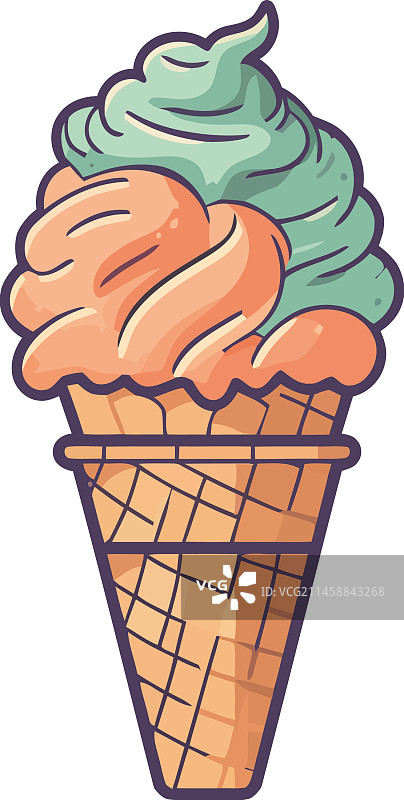 清爽的夏季冰淇淋甜筒图标图片素材