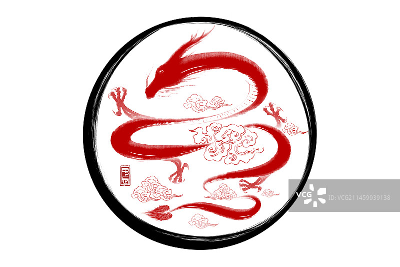 龙,手绘,圆形,中国文化图片素材
