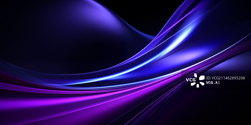 【AI数字艺术】蓝色紫色的线条光波科技背景图片素材