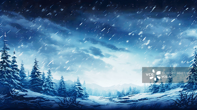 【AI数字艺术】AIGC:冬季下雪的夜晚 寒冷 降温 暴风雪 天气预报 二十四节气 大寒图片素材