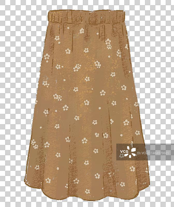 复古棕色小花半身裙图片素材
