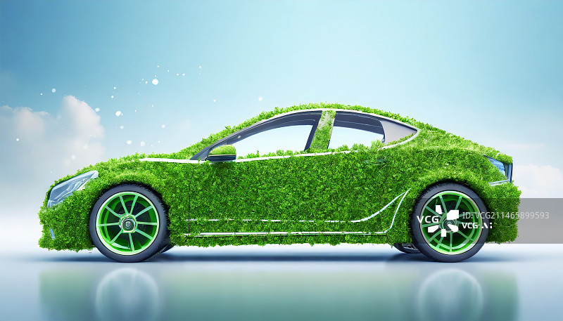 【AI数字艺术】绿色清洁能源，绿色低碳氢能源汽车，氢能汽车图片素材