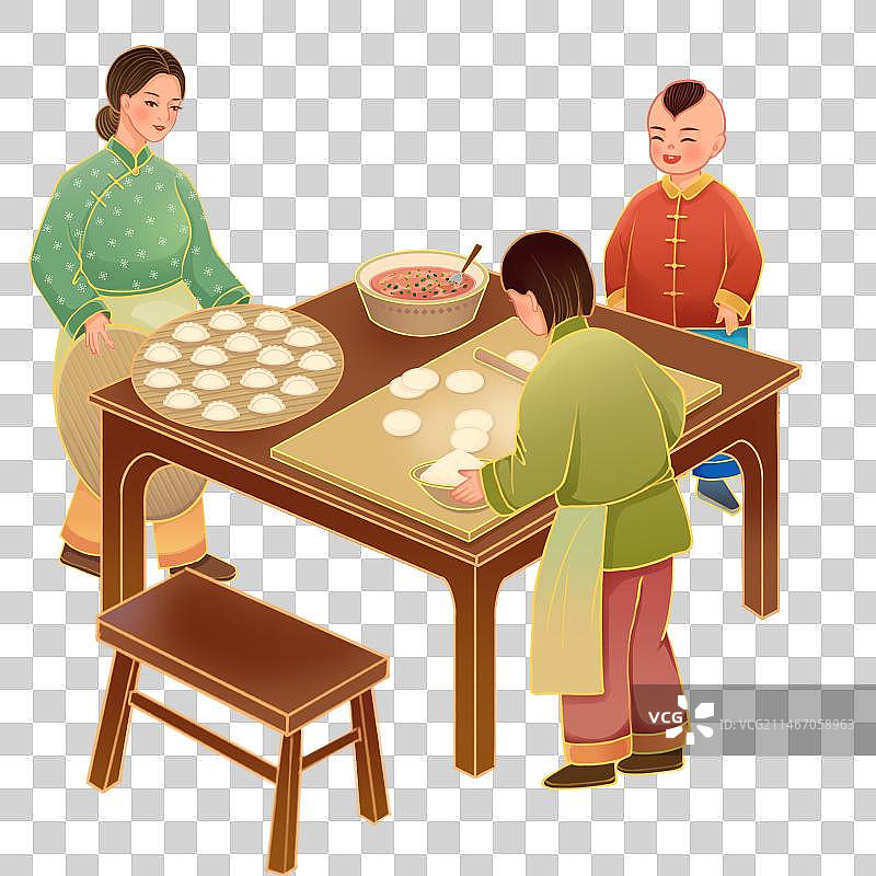 春节包饺子图片素材