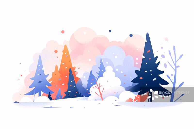 【AI数字艺术】大雪节气，冬季户外森林雪地场景概念插图图片素材