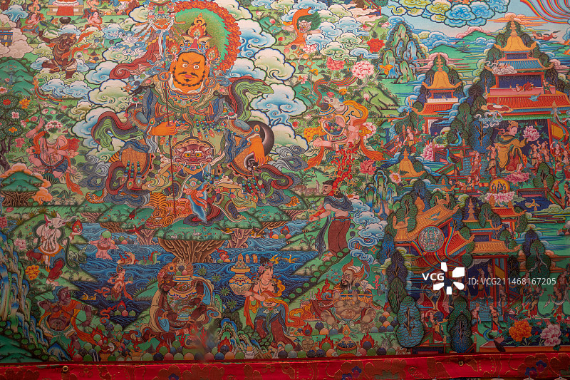 唐卡~藏文化历史彩绘，青海省西宁藏文化博物馆图片素材