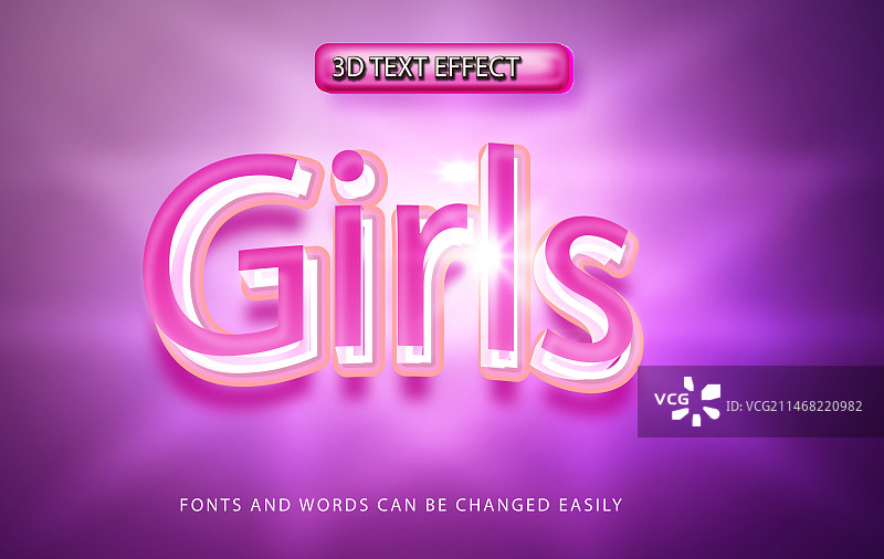 女孩美女3d可编辑的文字效果风格图片素材