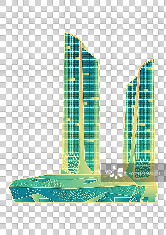 南京青奥中心双子塔插画元素图片素材