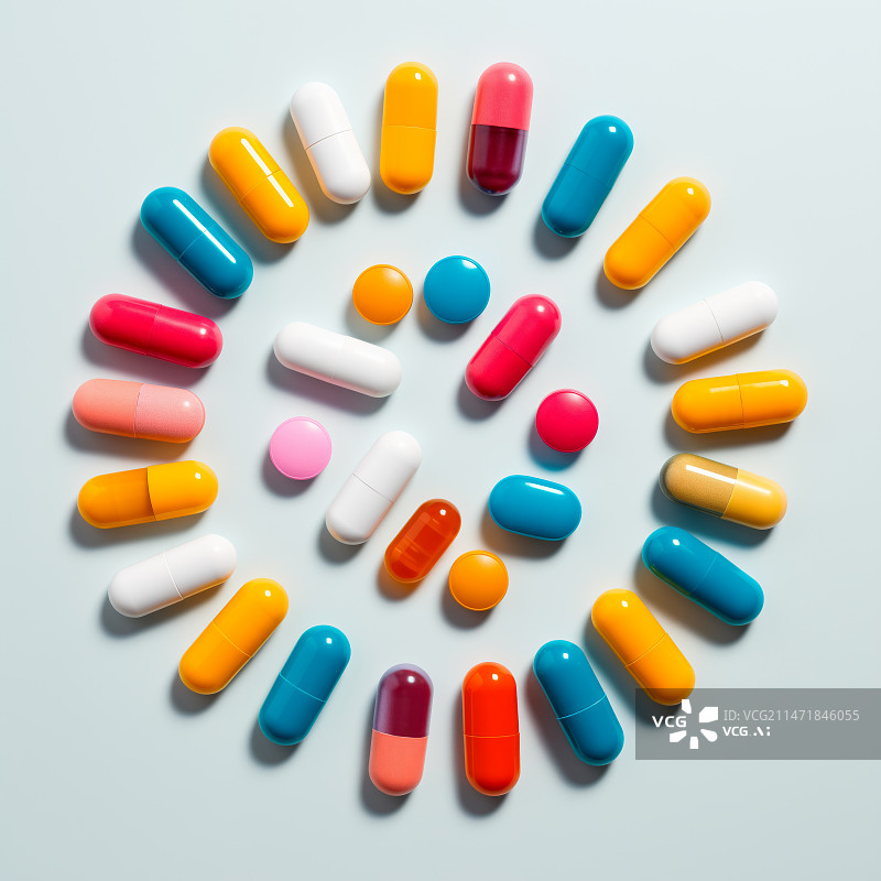 【AI数字艺术】彩色的胶囊，药物图片素材