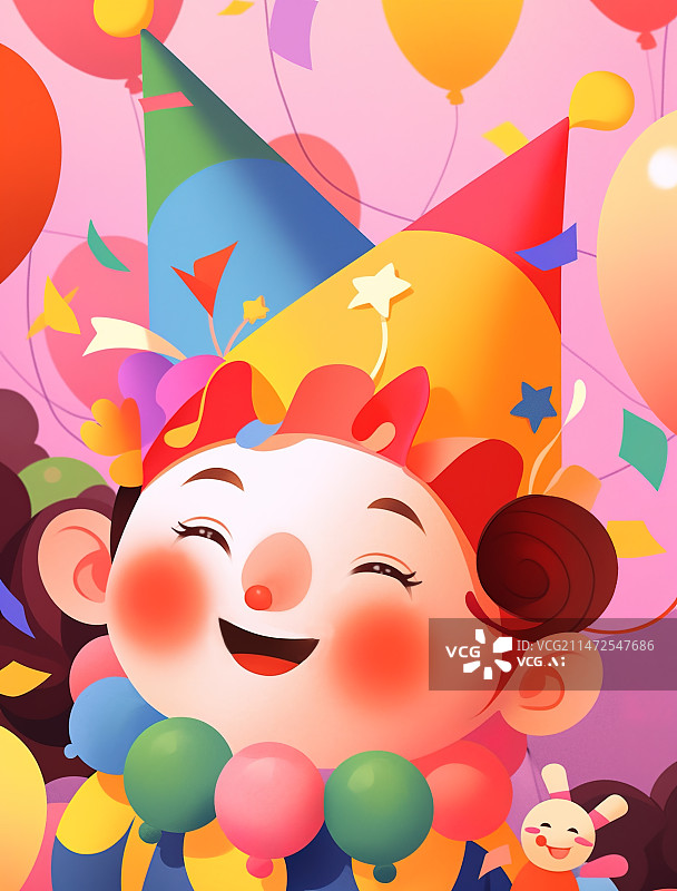 【AI数字艺术】愚人节插画儿童节小孩小丑欢乐插画图片素材