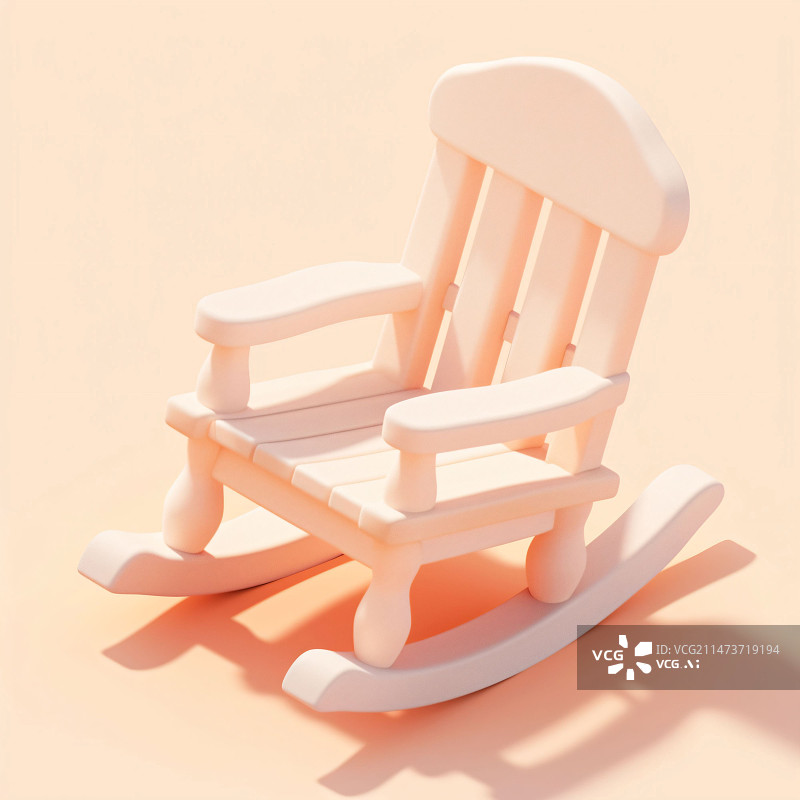 【AI数字艺术】白色背景下的空椅子，摇椅，图标，icon,插画图片素材