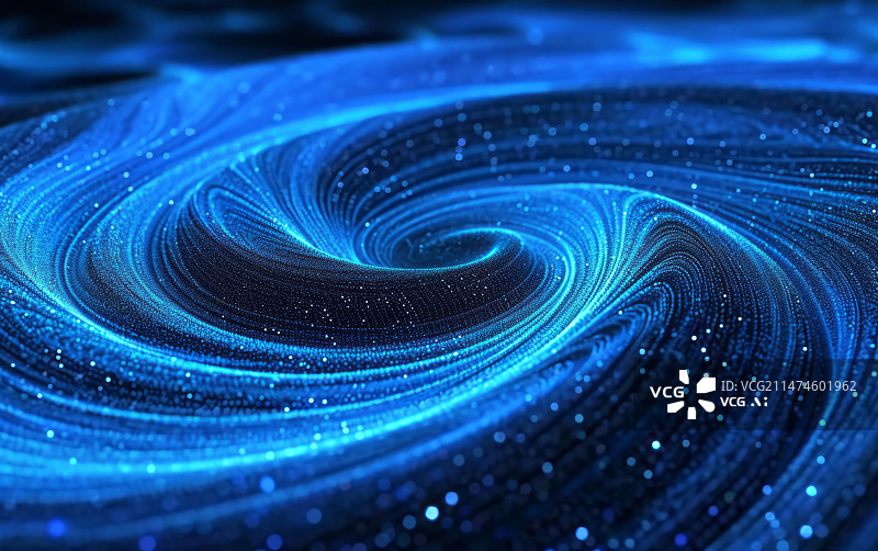 【AI数字艺术】蓝色发光粒子电子漩涡抽象科技背景图片素材