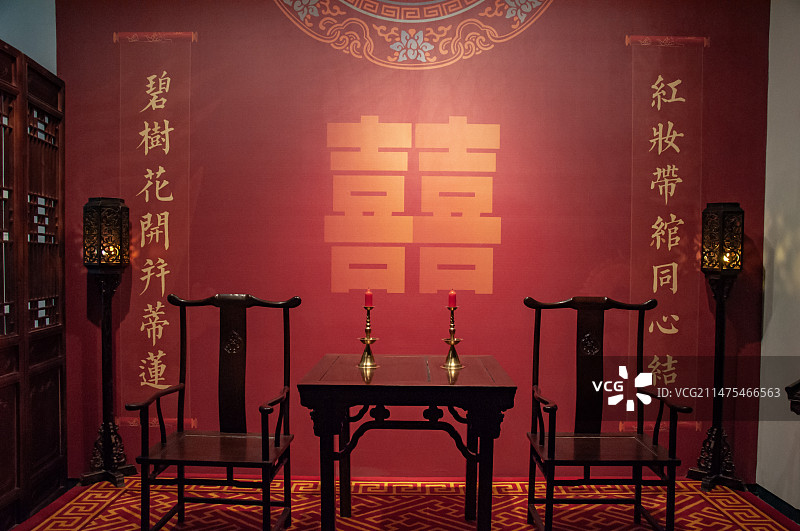 中式婚礼结婚背景喜字图片素材