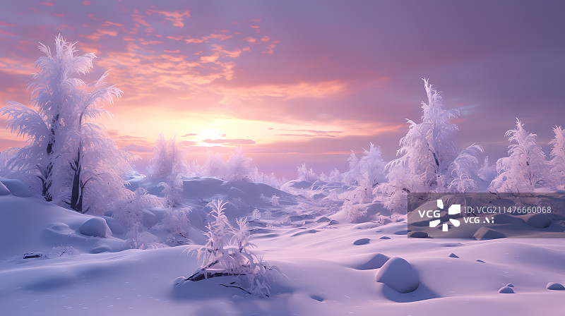 【AI数字艺术】白雪皑皑的景色图片素材