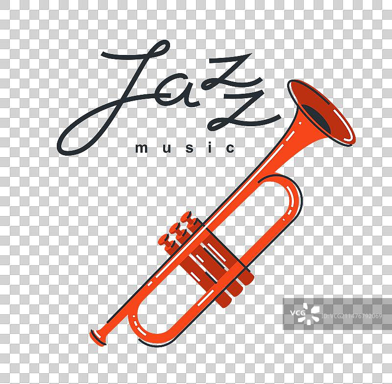爵士音乐标志或标志风格扁平孤立图片素材