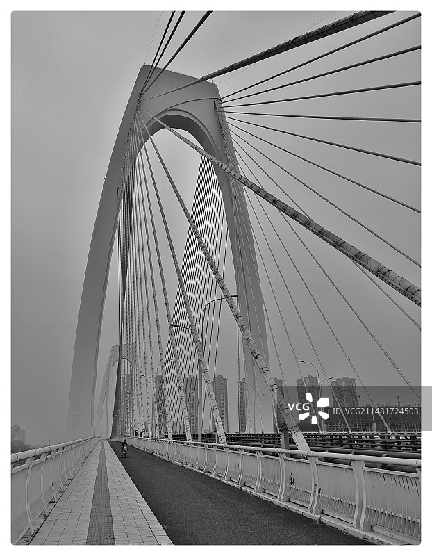 青山大桥黑白调图片素材