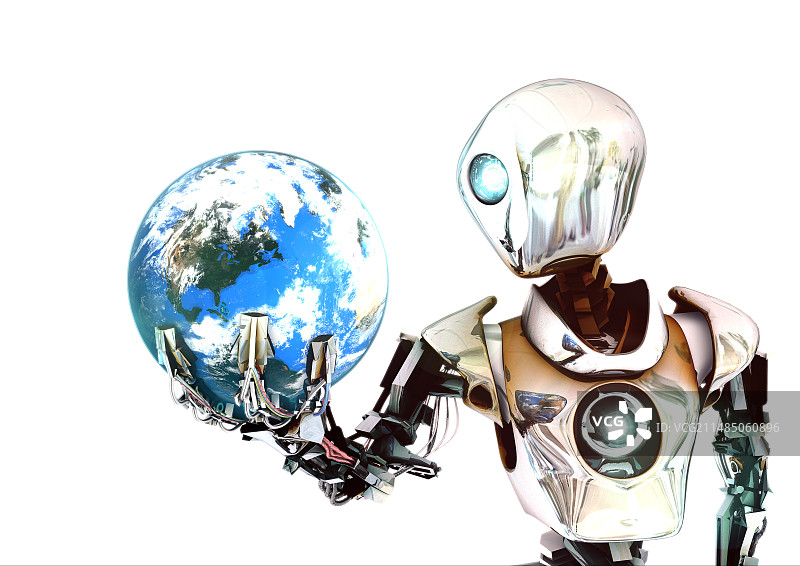 机器人悲叹地球，概念图像图片素材
